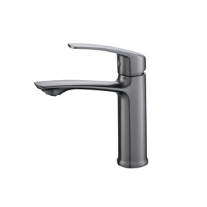 <b>Copper</b> Basin Faucet Gunmetal Grey Single <b>Handle</b> Deck Mounted Ceramic Valve Core 2gpm Hot Cold Water - Product Image 3