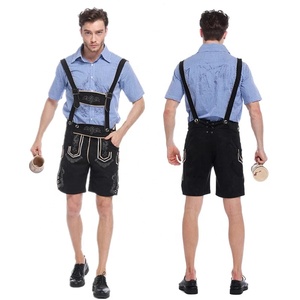 Costume allemand <span class=keywords><strong>Lederhosen</strong></span> marron authentique en faux daim de luxe Oktoberfest, tenue Ecoparty - Product Image 1
