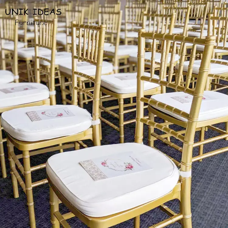 Wholesale acrylic metal stackable party chivari chair with cushion wedding seats