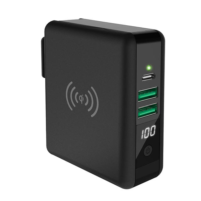 Super Charger Global Travel 3 in 1 Replacement Plug 8000mAh for Phones Tablets with Wireless Charging Power Bank