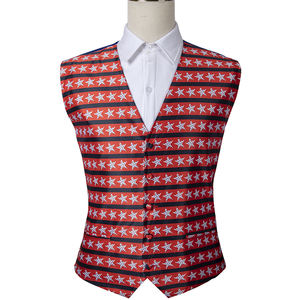 Wholesale or Custom Vest Full Size Silk Look V- Neck <strong>Waistcoat</strong> Vest for Mens <strong>Boys</strong> <strong>Suit</strong> American Flag Vest Necktie Bowtie Hanky - Product Image 1