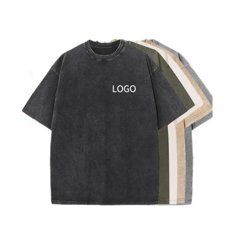Custom 100% cotton acid wash streetwear graphic t shirts vintage oversized men's t-shirts Vintage Retro Street T-shirt For Men