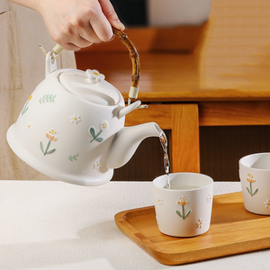 Modern Flower Ceramic Tea Pot and <b>Cups</b> <b>Set</b> Hand Painted Porcelain Tea <b>Set</b> Ideal Tea Gift <b>Set</b> - Product Image 3