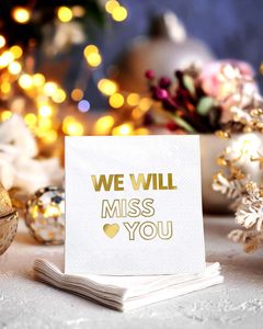 Serviettes en papier jetables imprimées personnalisées avec logo, dorées, pour cocktails, mariages, dîners - Product Image 2