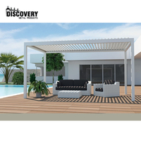 Pergola de jardin de luxe cadre en aluminium véranda en verre Transparent coupe-vent personnalisé verre automatique toit à lames toute l'année serre