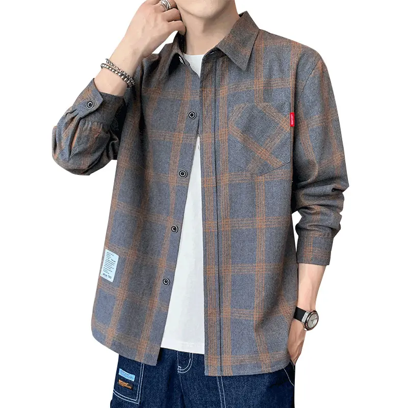 Plaid shirt men's new Korean style long-sleeved shirt trend spring and autumn casual jacket long-sleeved shirt men's