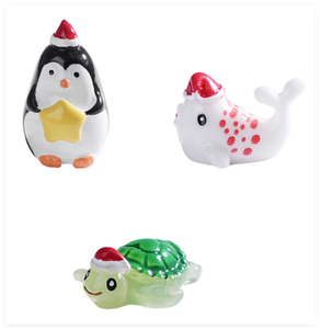 البطريق البط الحوت السلاحف تمثال حيوان عيد الميلاد زخرفة مصغرة الراتنج شخصيات البحر المحيط موضوع حمام لعب الطفل - Product Image 2