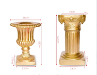 Vase Trompette Géant en Résine Blanche Dorée, Style Art Déco Européen, Colonne Romaine, pour Mariage