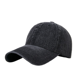 Denim <b>Baseball</b> <b>Cap</b> Unisex Cotton Solid Color Foldable Sun Protection Hat - Product Image 1