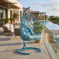 Fauteuil suspendu d'extérieur en acier tressé en corde, pliable et plat, pour jardin et patio