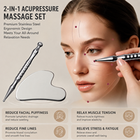 Ensemble d'outils de massage Gua Sha en acier inoxydable, planche de raclage pour le visage et le corps et kit de bâtonnets d'acupression pour les soins de la peau en spa et salon