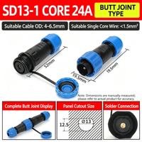 Connecteur de câblage industriel étanche à sertir, mâle-femelle, LD16/SD20, 2-345 broches, 220-240V