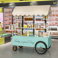 Chariot de présentation mobile commercial, chariot de vente portable, stand de vente au détail, chariot de marché, chariot de promotion événementielle, chariot de fleuriste en métal