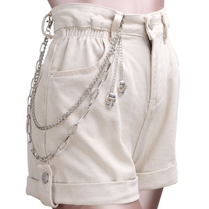 Cadena de cintura metálica con calavera estilo punk para mujer, de aleación de zinc, doble capa, estilo urbano, cadena decorativa de moda para uso diario. - Product Image 2