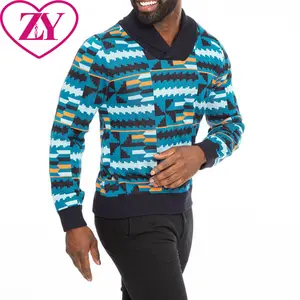 Europe and the United States Custom Design African Kente Print Men Clothing Sweater For 2022