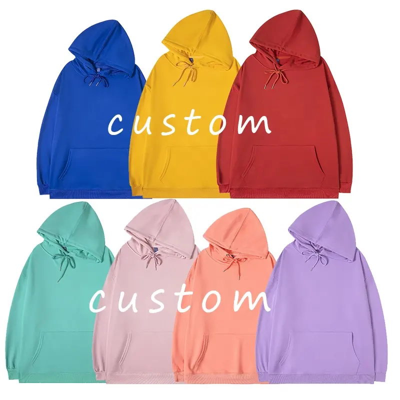 Benutzer definierte einfache billige Männer Hoodie Polyester solide mehrere Farben Loose Drop Schulter Blank Teenager Crew Neck Hoodies für Männer