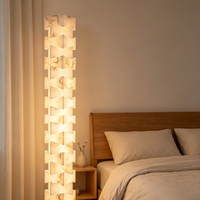 Lampe de sol empilée en marbre espagnol de luxe, tour à 15 niveaux, lumière LED tricolore superposée pour salon, chambre, hall d'hôtel
