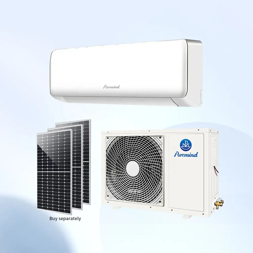 Puremind AC DC Solar Hybrid AC 18000Btu 24000Btu 24V 48V Split AC untuk rumah dinding dipasang mudah