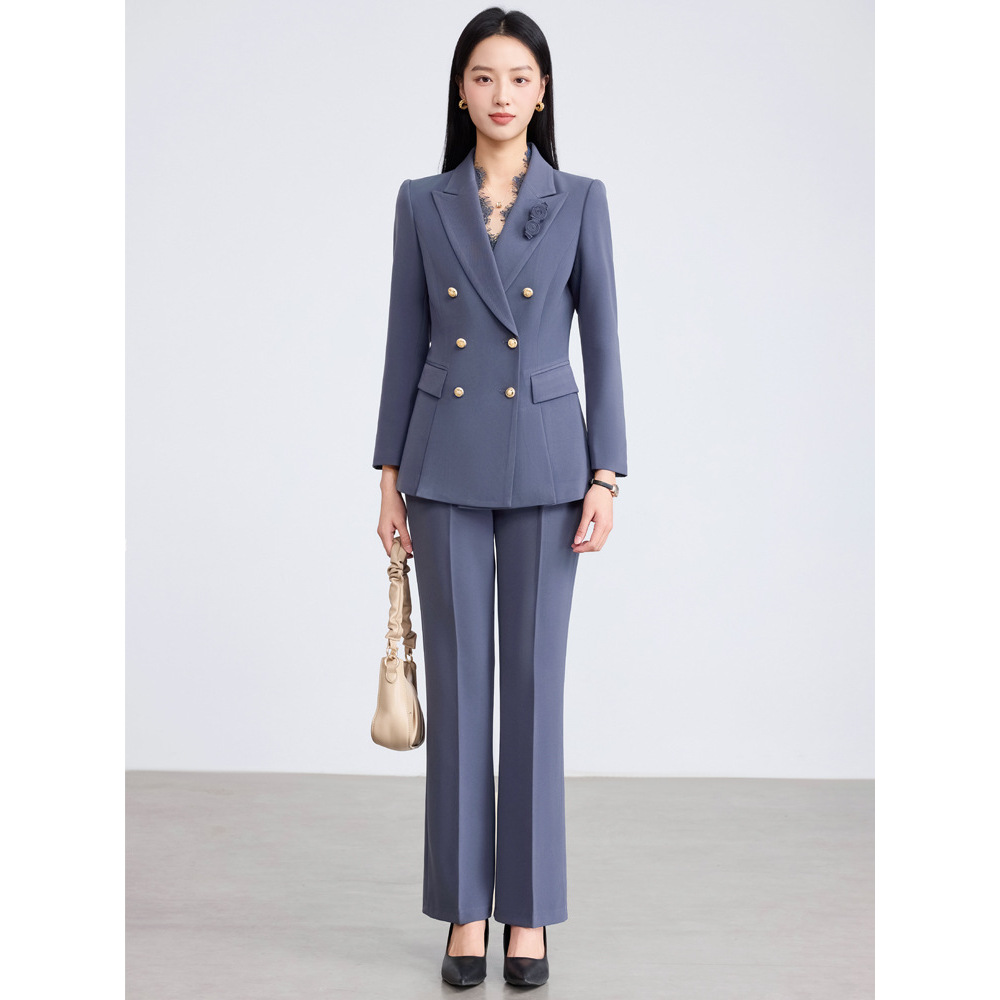 Gray suit with flared trousers