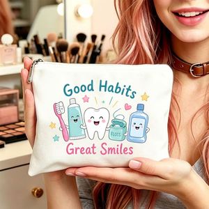 Dental Themed Cosmetic Bag for Mom Daughters Friends Ideal <b>Gifts</b> for <b>Travel</b> Birthdays Great Smiles Pouch <b>Gift</b> Bag for Women - Product Image 4