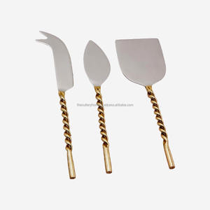 Juego de Herramientas de acero inoxidable para queso con plataforma dorada, utensilios de cocina con mango hecho a mano, estilo occidental - Product Image 5