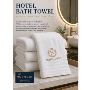 Serviette de bain d'hôtel en coton 100% de haute qualité, unie, douce, très absorbante, grande taille, vente en gros pour les spas - Product Image 1