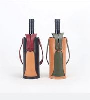 Porte-bouteille de vin unique Porte-vin Sac fourre-tout en cuir véritable Réutilisable Bouteille de vin rouge Sac isotherme avec poignées