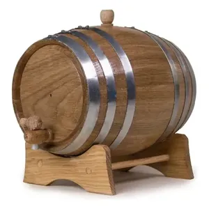 Barril de Madera Blanca de 3 Litros con Anillo Galvanizado para Almacenamiento de Cerveza y Licores - Product Image 2