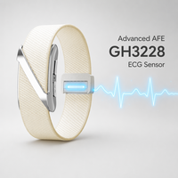 Pulsera Inteligente GH-V1 sin Pantalla con ECG, Bluetooth 5.3, Monitor de Salud Metabólica, Frecuencia Cardíaca, VFC, Estrés, Temperatura Corporal, Rastreador de Bienestar, SpO2, 7-10 Días de Autonomía