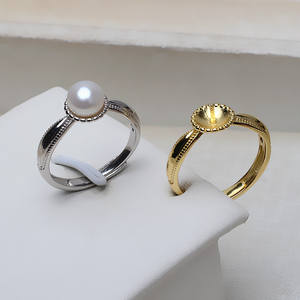 Anillo Abierto de Plata S925 para Mujer, Ajustable, con Perla de 8-9 mm, para Joyería DIY con Bandeja Vacía, 3301, Categoría de Productos de Bisutería - Product Image 2