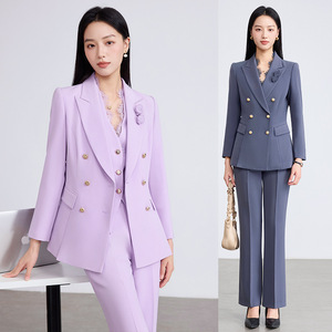 Women's Professional Suit Set Solid Color Polyester Blend Spring Work Office Wear - Product Image 1