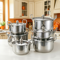 Ensemble de 14 casseroles de cuisine avec couvercles, 16-18-20-22-24-26-28CM, en acier inoxydable, double fond, ensemble de casseroles de cuisson