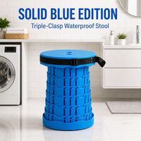 Tabouret classique bleu marine foncé en plastique, variante bleue, pour buanderie, espace utilitaire, nettoyage, tri du linge, détergent
