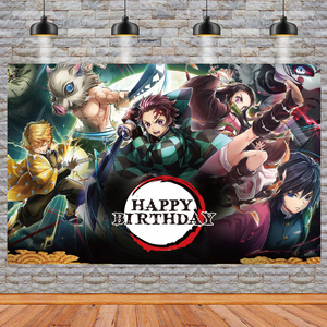 Anime <span class=keywords><strong>Demon</strong></span> <span class=keywords><strong>Slayer</strong></span> Toile de fond Photographie Enfants Fête d'Anniversaire Décoration <span class=keywords><strong>Bannière</strong></span> Photographie Toile de fond Studio Photo - Product Image 1
