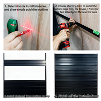 Kit de panneaux muraux à lattes noirs 4x4 pieds en PVC, système de rangement de garage avec crochets, panneau mural étanche pour l'organisation
