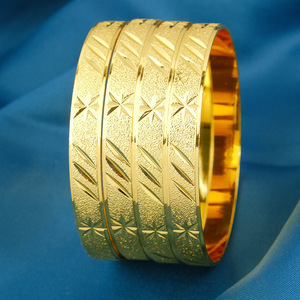 Vòng tay và lắc tay mạ vàng 24K kiểu Dubai chạm khắc hình sao, phong cách hiện đại, không thể mở, dành cho nữ - Product Image 2