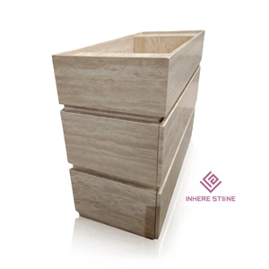 Luxury Roman Travertine Marble Vanity Double Sink Elegant <strong>Bathroom</strong> Furniture for Hotels and Villas - Product Image 3
