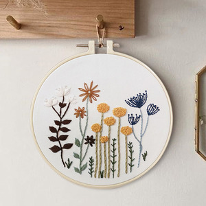 Simples Padrão Carimbado Floral DIY <span class=keywords><strong>Cross</strong></span> <span class=keywords><strong>Stitch</strong></span> Kit com 20cm Hoop Starter Costura e Bordados <span class=keywords><strong>Set</strong></span> - Product Image 6