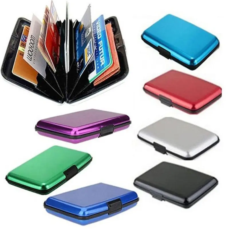 Aluminum Metal Colored Card Pocket Case Waterproof Business ID Credit Cards Wallet Holder for Men and Women