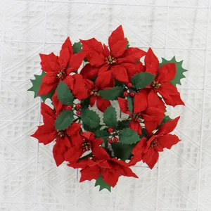 New Pattern Wholesale Supply Red Ring Decoration Wedding Flower Wall Decoration Poinsettia