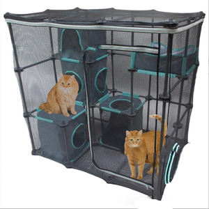 Tenda <span class=keywords><strong>Pop</strong></span>-<span class=keywords><strong>up</strong></span> all'aperto per animali domestici con tunnel per gatti per interni con recinti per gatti all'aperto e facile piegatura. - Product Image 1