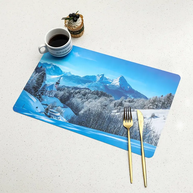 Waterproof Custom Colorful Printing Kitchen Dinning Table Decoration Plastic PP Placemat Coaster Cutting Chopping Plate mat