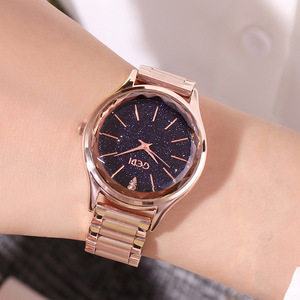 Montre authentique pour femme avec cadran ciel étoilé et bracelet en acier, échelle simple, étanche, style populaire, montre à quartz - Product Image 6