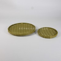Ensemble de plateaux de rangement ronds en plastique tressé style rotin PP, plateau de service, organisateur de fruits, pain et collations