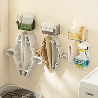 Porte-cintres mural sans perçage, organisateur transparent avec pinces pour salle de bain