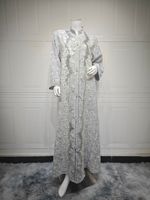 Hafizah 2026 Dubaï – Nouvelle Abaya de Luxe Multicolore à Paillettes Argentées, Col Mandarin, Manches Cloche, Robe Longue Musulmane Modeste