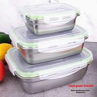 Yolecen Rectangle 304 Récipient de nourriture en acier inoxydable Scellé Conservation Boîte de cornichon Boîte à lunch pour Restaurant domestique