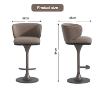 Tabouret de bar en cuir de luxe léger comptoir de bar en acier chaise de bureau dossier confortable pour chambre à coucher table d'île de bar à la maison