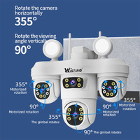 Nueva Cámara IP Wistino para Granja con Cuatro Lentes y Cuatro Pantallas, Iluminación de 4W, Alarma de Detección de Movimiento Humano, Cámara Wifi para Exteriores
