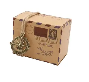 Vintage Compass Cookies Box Kraft Paper Box for Candy/Pie/Chocolate Gift Packaging